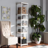 Baxton Studio WH12-White-Shelf Gavin Modern and Contemporary White Metal 5-Shelf Closet Storage Racking Organizer